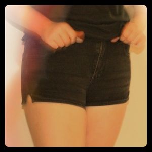 Black denim shorts